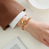 18k Gold Double Linked Heart Belcher Bracelet