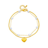 18k Gold Love Pearl Anklet