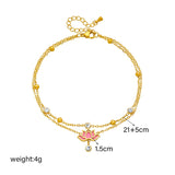 18k Gold Rose Diamond Anklet