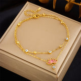 18k Gold Rose Diamond Anklet