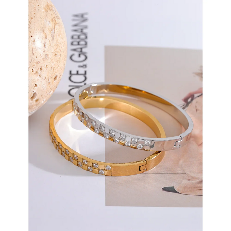 18k Gold Double Layered Diamond Bangle