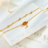 18k Gold Rose Diamond Anklet