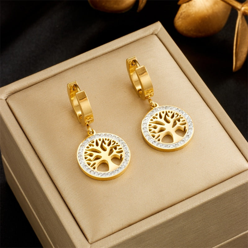 18k Gold Tree Of Life Earrings