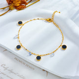 18k Gold Black Gem Diamond Anklet