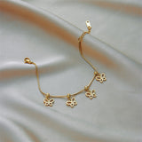18k Gold Cube Linked Butterfly Anklet