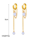18k Gold Miami Pearl Link Earrings