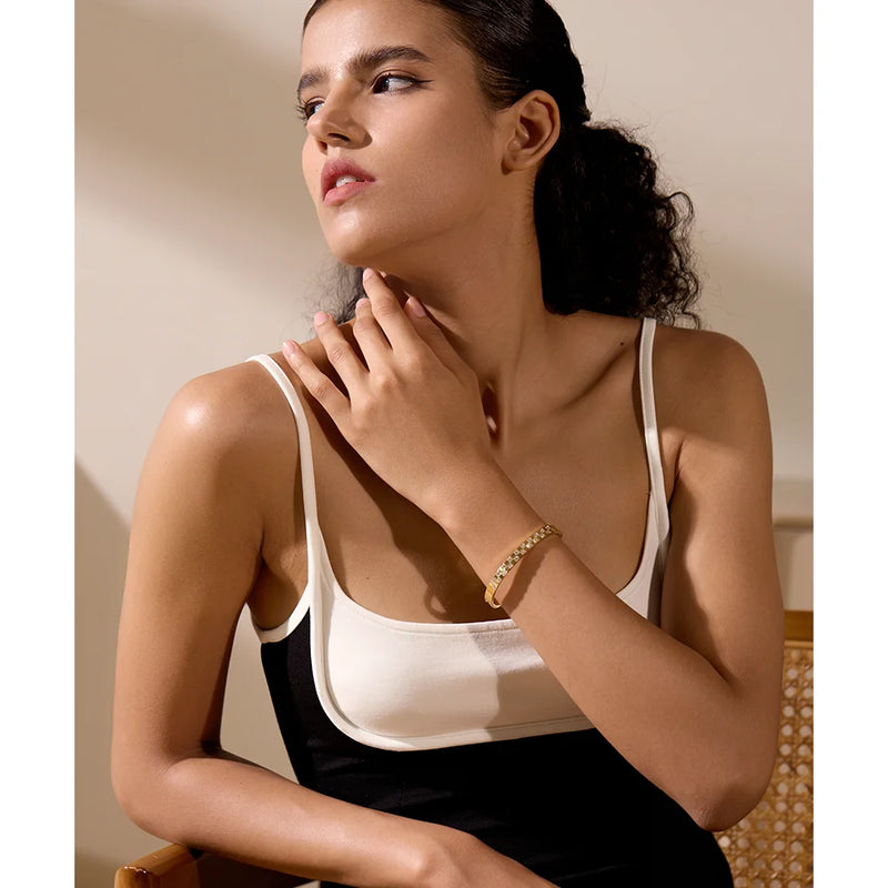18k Gold Double Layered Diamond Bangle