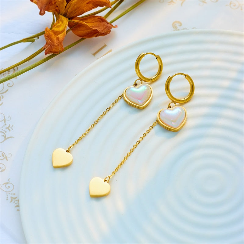 18k Gold Pearl Hearted Earrings