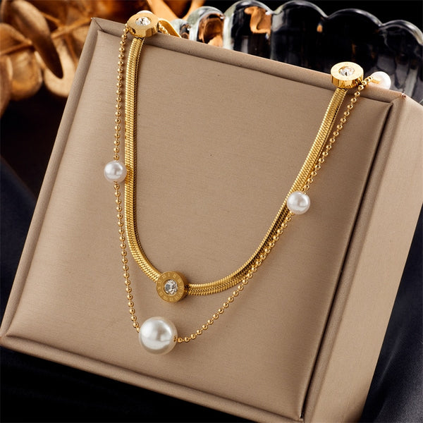 18k Gold Diamond Pearl Storm necklace Set