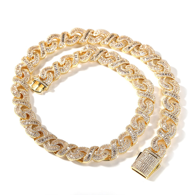 Diamond Baguette 18k Gold Prong Cuban Link