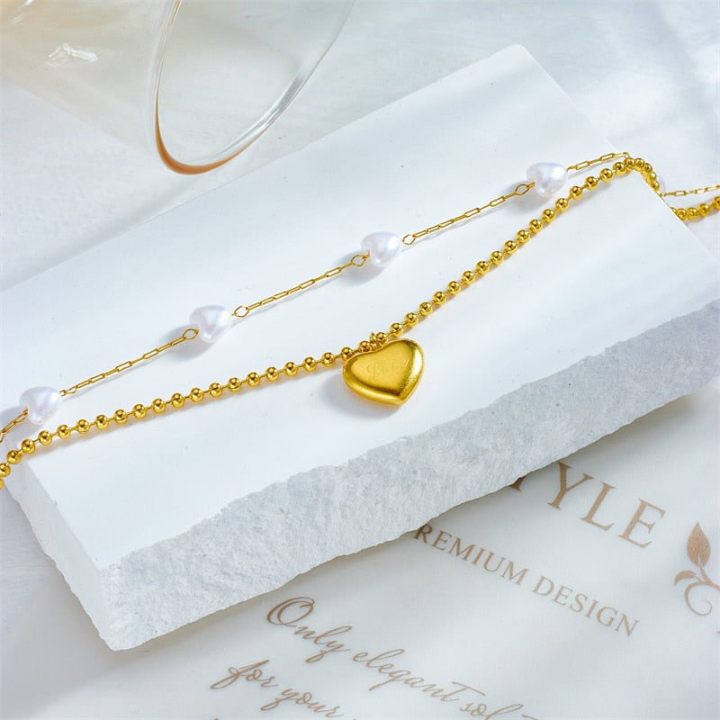 18k Gold Love Pearl Anklet