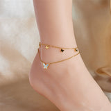 18k Gold Inter Linked Butterfly Love Anklet