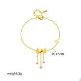 18k Gold Butterfly Diamond Chandelier Anklet