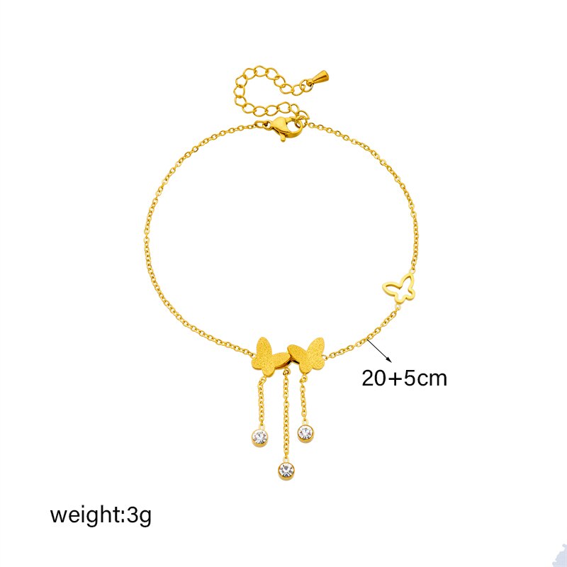 18k Gold Butterfly Diamond Chandelier Anklet