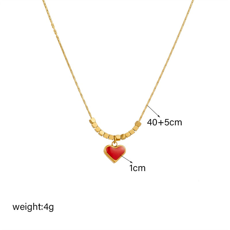 18k Gold Romeo Red Heart Necklace