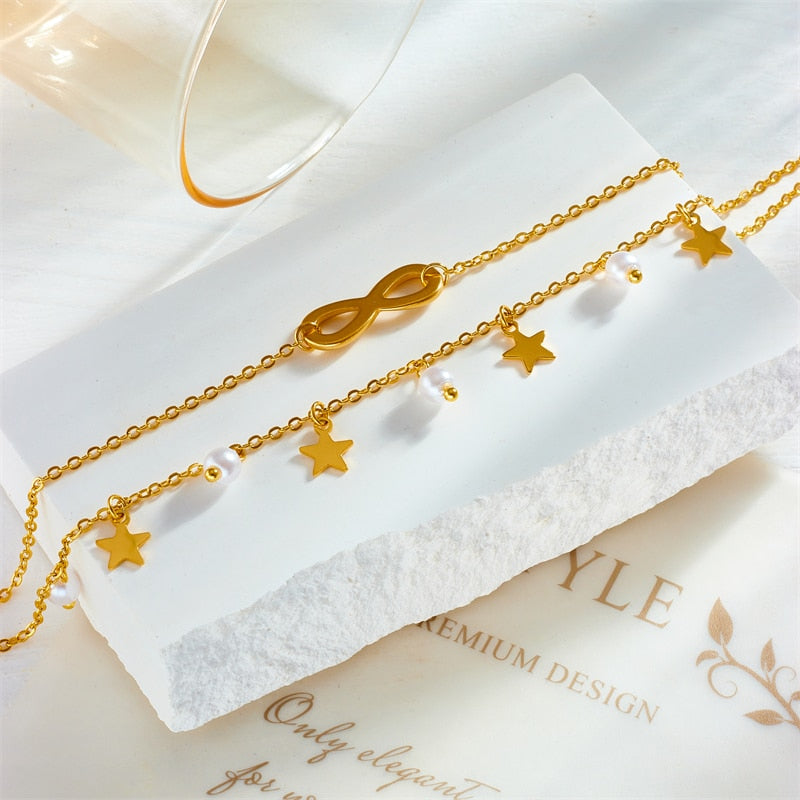 18k Gold Infinity Pearl Anklet