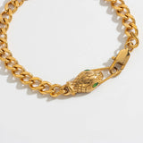 18k Gold Emerald Snake Cuban Bracelet