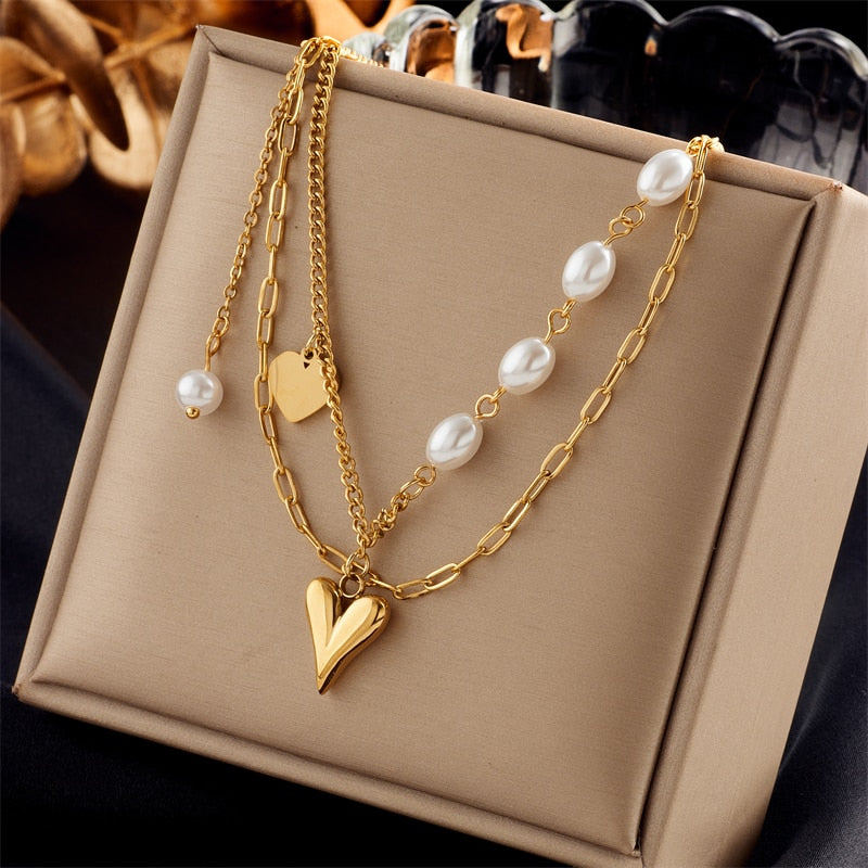 18K Gold Celestial Pearl Necklace Set