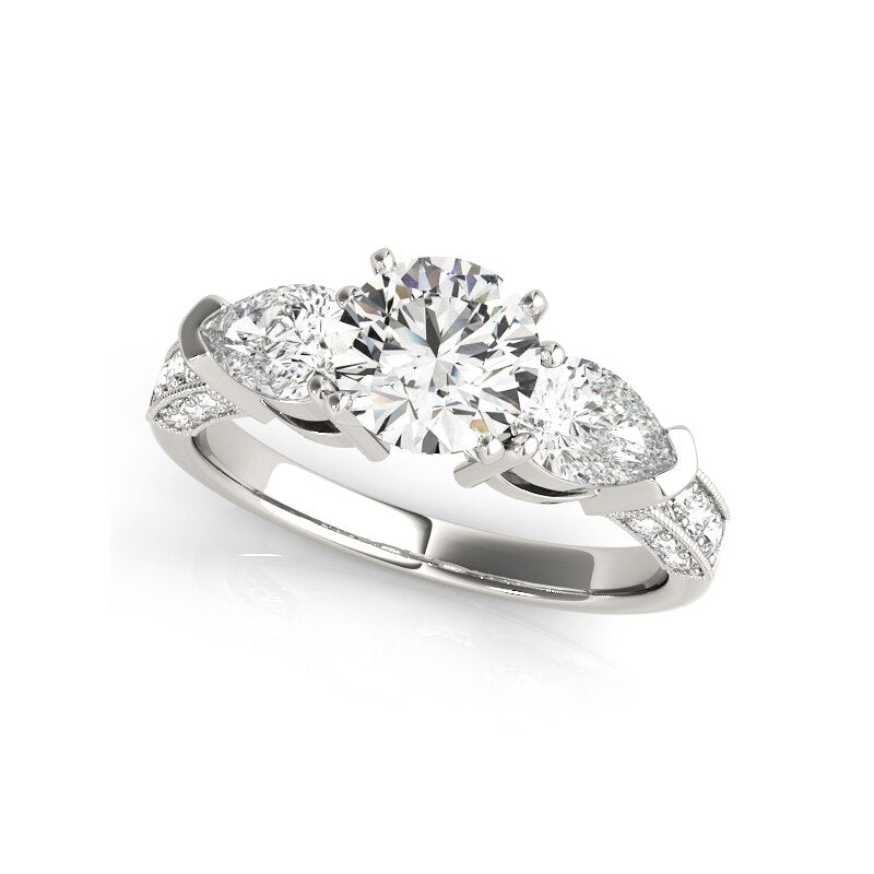 Royal Round Cut 1 Ct Sterling Silver Diamond Ring