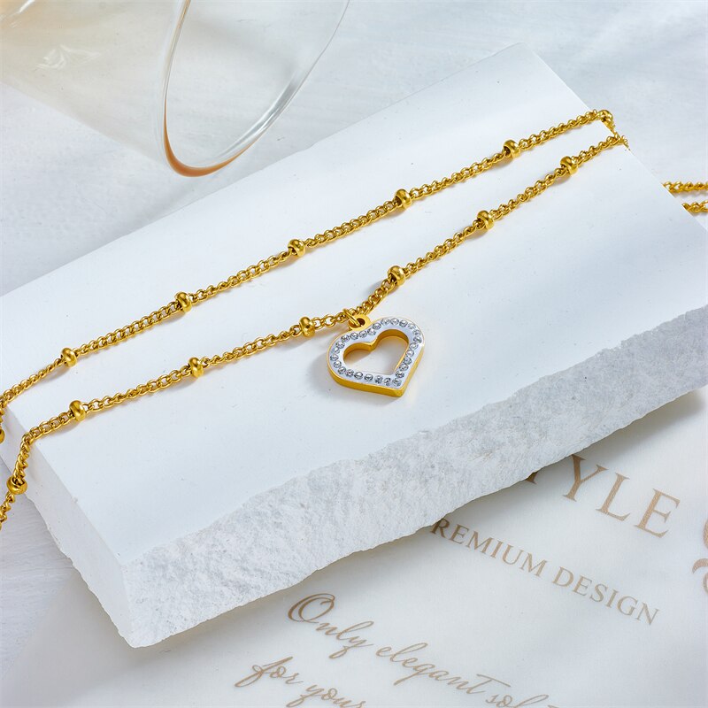 18k Gold Rubier Diamond Heart Anklet