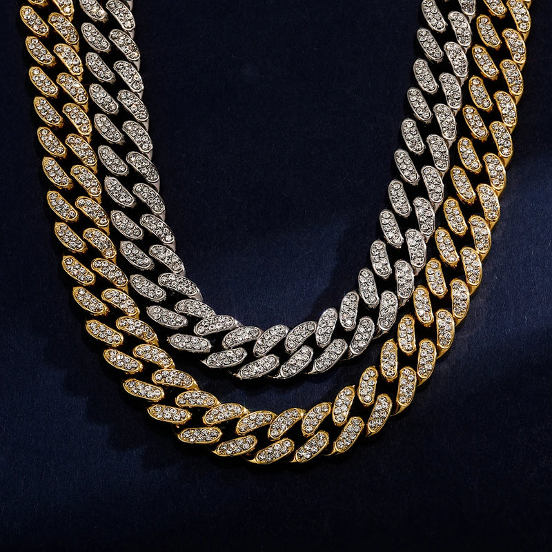 Riuziyi Plastic Shiny CZ Rhinestone Curb Cuban Link Chain