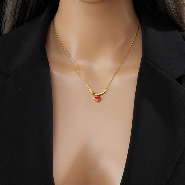 18k Gold Romeo Red Heart Necklace