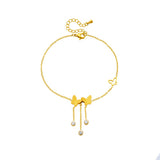 18k Gold Butterfly Diamond Chandelier Anklet