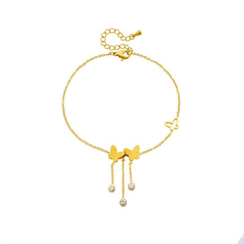 18k Gold Butterfly Diamond Chandelier Anklet