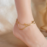 18k Gold Snake Chain Butterfly Anklet