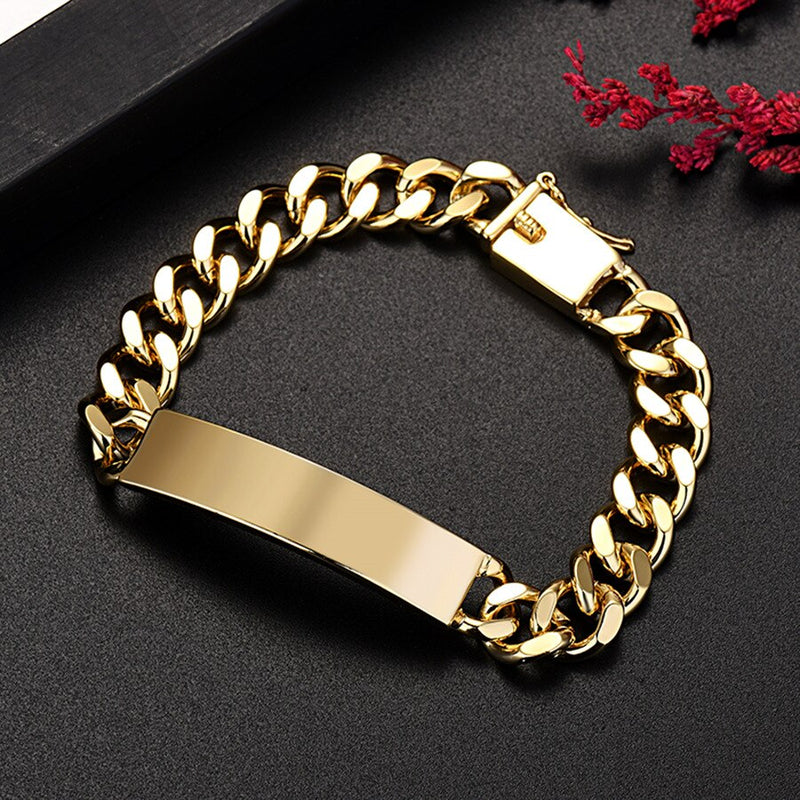 18K Gold 10MM Cuban Link Bar Bracelet