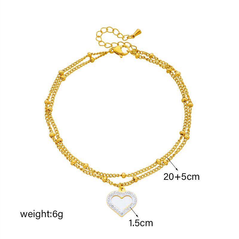 18k Gold Rubier Diamond Heart Anklet