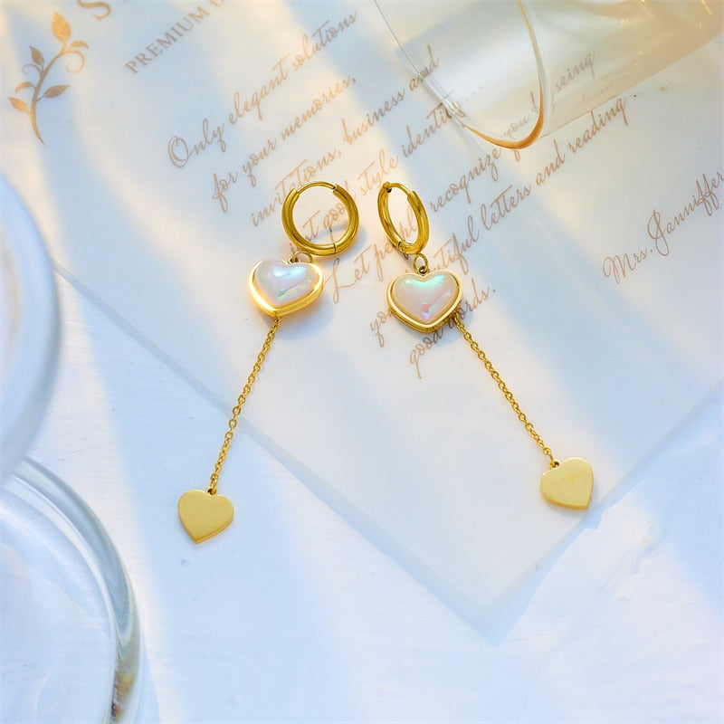 18k Gold Pearl Hearted Earrings