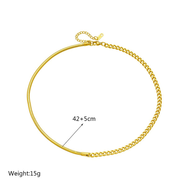 18k gold Half Rope Half Cuban Chain