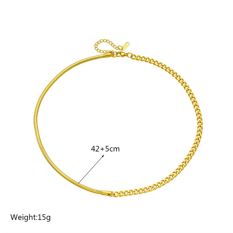 18k gold Half Rope Half Cuban Chain