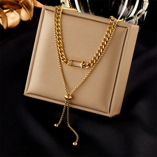 18k Gold Zip Chain Gem Cuban Set