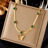 18k Gold Emerald Heart Rope necklace Chain
