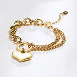 18k Gold Double Linked Heart Belcher Bracelet