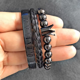 Black Roman Numeral Bangle Bracelet