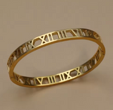 18k Gold Roman Numeral Lux Bangle Bracelet