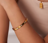 18k Gold White Baguette Bangle Bracelet