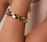 18k Gold White Baguette Bangle Bracelet