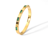 18k Gold Emerald Baguette Bangle Bracelet