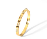 18k Gold White Baguette Bangle Bracelet