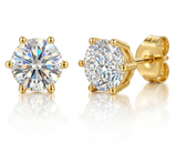 18K Gold Diamond Stud Earrings Round Cut (2mm-10mm)