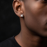 Sterling Silver Diamond Stud Earrings Square Cut (2mm-10mm)