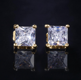 18K Gold Diamond Stud Earrings Square Cut (2mm-10mm)