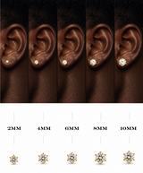 18K Gold Diamond Stud Earrings Round Cut (2mm-10mm)