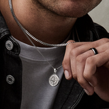 Sterling Silver Compass Pendant Chain Necklace