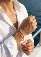 7mm 18K Gold Figaro Bracelet