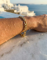 7mm 18K Gold Figaro Bracelet